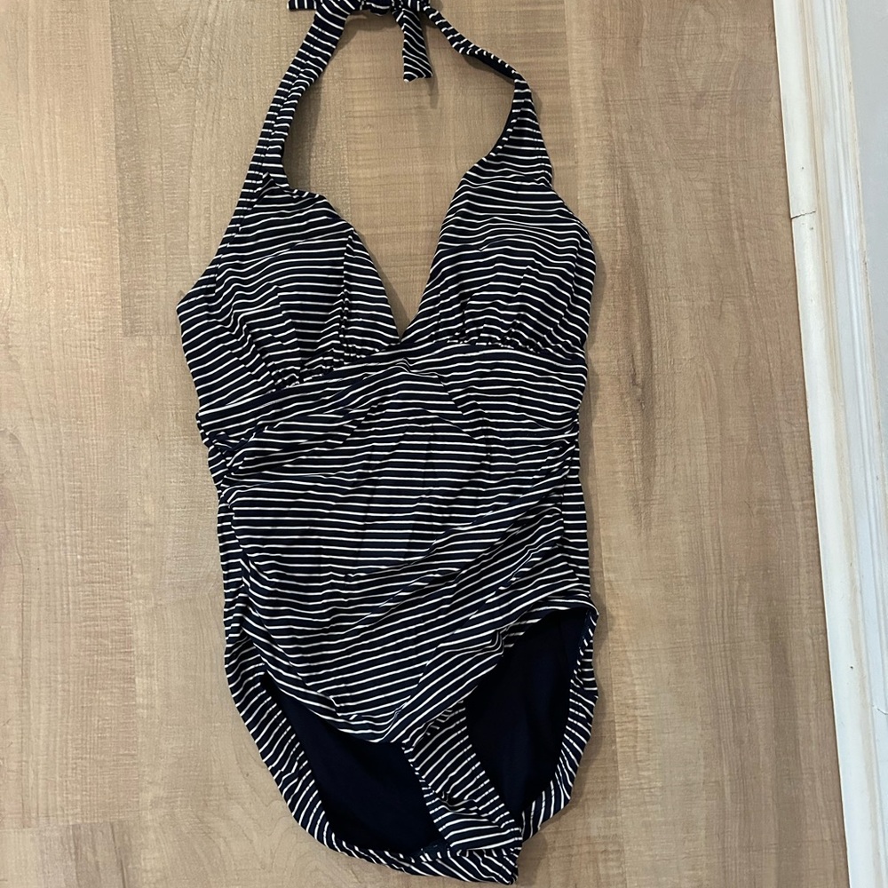 Chic Striped Halter Swimsuit